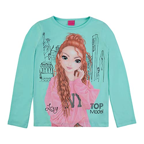 TOP MODEL Niña Camiseta de Manga Larga con Lexy 75071 Verde, Talla 164, 14 años
