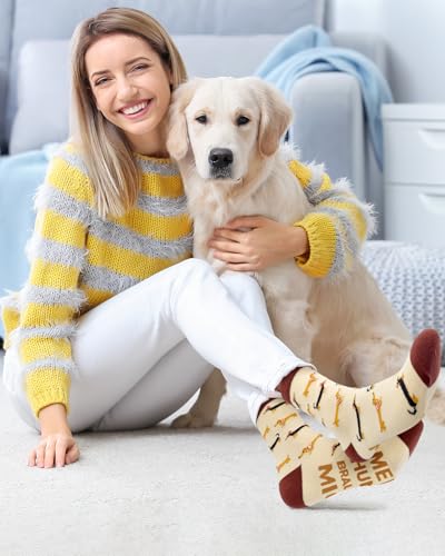 Gemtte Dackel Socken, Socken 36-45 mit Lustige hundemotiv, Baumwollsocken mit Spruch “Bitte Nicht Stören - Mein Hund Braucht Mich”, Idee Geburtstagsgeschenk für hundeliebhaber Frauen & Männer