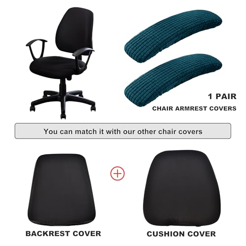 Image of SARAFLORA Office Chair Armrest Cover Stretchable Water Resistant Spandex Stretch Computer Office Chair Arm Pad Covers Chair Slipcover for Desk Chairs Arm Sapphire 2 Pcs
