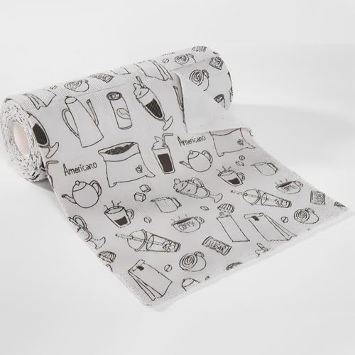 Eieanao Coffee Microfiber Cleaning Cloth Roll-Americano Cleaning Cloth, Americano Tear-Away Reusable Paper Towel for Kitchen Bar, Coffee Lover Gifts for Women, 20 Sheets-9.84x9.84inch