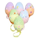 Amosfun 18pcs Decorative Hanging Easter Eggs Foam Easter Egg Ornaments for DIY Crafts Home...