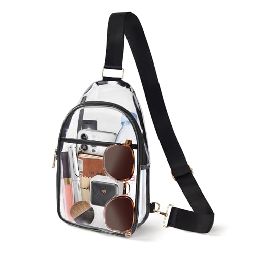Clear Bag for Stadium Events, Clear Crossbody Bags for Women Men with Adjustable Strap for Sport Concert