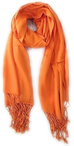 MOOLYAVAAN PRODUCTS Women’s Winter Plain Woolen Stole | Soft & Warm Solid Scarf Wrap for Casual | Stylish Winter Shawl for Women & Girls (Orange)-image-21