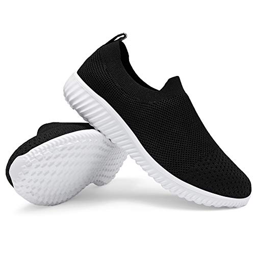 Image of konhill Womens Walking Shoes Slip On Sneakers Breathable Mesh Lightweight Casual Footwear for Daily Commute