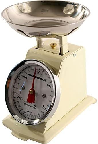 3kg Traditional Retro Mechanical Kitchen Weighing Scales (Cream)