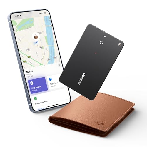 UGREEN FineTrack Slim Smart Finder Compatible with Apple Find My (iOS Only + Rechargeable) 1.7mm Ultra-Slim Wallet Finder IP68 Waterproof Bluetooth Tracker Card for Wallet Key Luggage Tags