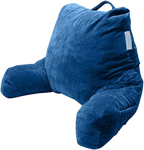 ComfortCloud Reading Pillow Bed Wedge Large Adult Backrest Lounge Cushion w/Arms Pockets Lumbar Back Support for Sitting Up GERD Heartburn Made in The USA w/ Stain Resistant Removable Cover