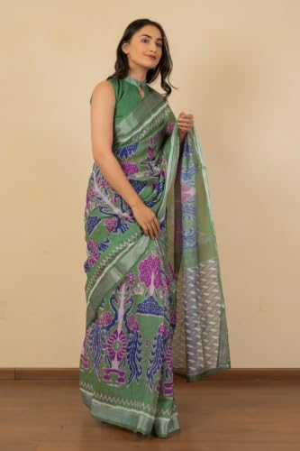 Image of MIRCHI FASHION Saree for Woman Cotton Blend Printed | Traditional Ethnic Sari for Ceremonial Use and Farewell with Blouse Piece