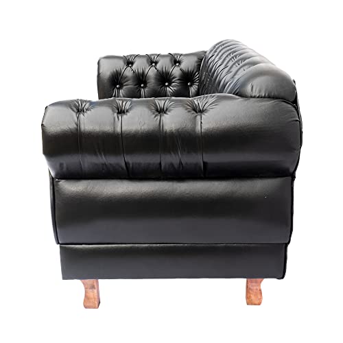 Namoradeira Chesterfield Elisabeth Capitonê SALA DE ESTAR E RECEPÇÃO COURINO PRETO 2 L