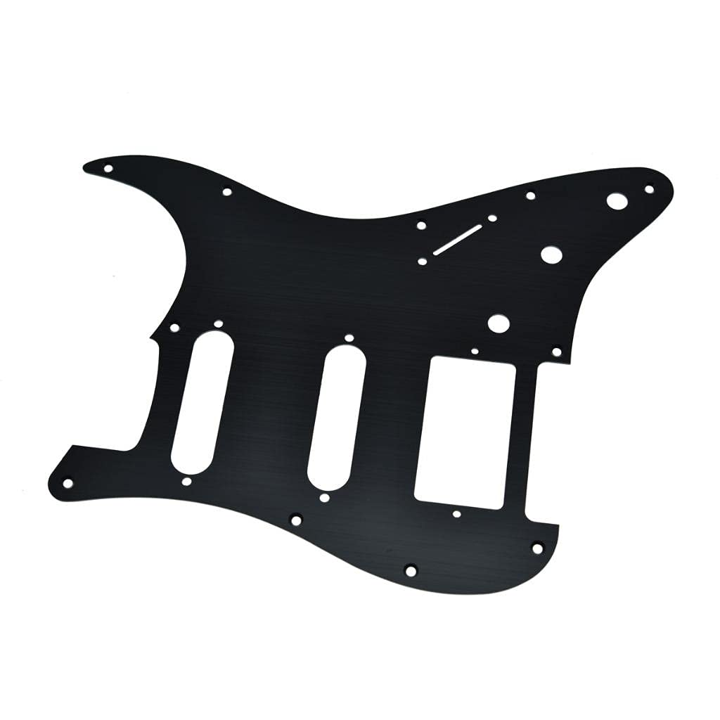 KAISH 11 Hole Metal Aluminum Anodized Modern Style ST/Strat HSS Pickguard Guitar Pick Guard Scratch Plate for USA/Mexico Stratocaster/Strat Black - Image 3