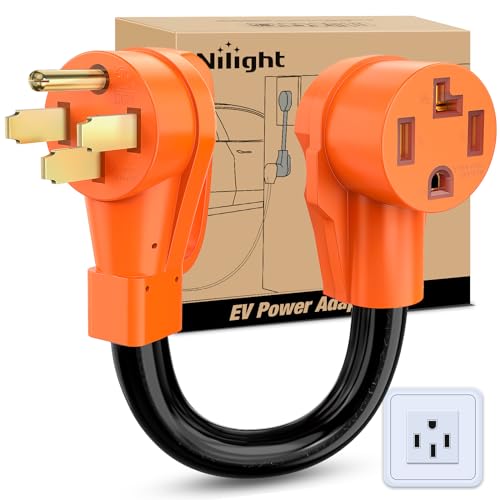 Image of Nilight EV Dryer Charger Adapter Cord 50Amp to 30Amp 4 Prong Pure Copper 125V /250V Outlet to Plug Conversion Heavy Duty 10 Gauge Wire 14-50P 14-30R 50M /30F