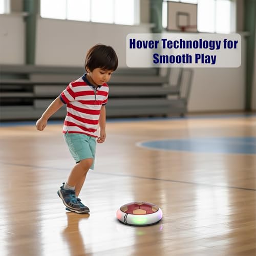 Image of Mirana Air Football Smart Toy for Kids | 3-Mode USB Type-C Rechargeable Hover Ball | Indoor Electric Hoverball with LED Lights | Birthday Gift for Boys & Girls 2 3 4 5 6 7 8 9 10 Years (Red-Golden)