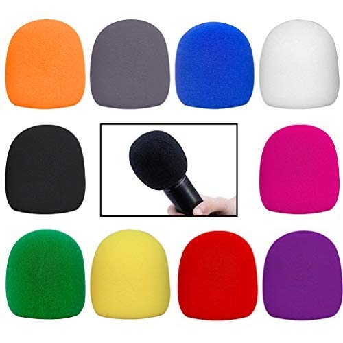 Cooyeah Thick Microphone Cover, Reusable Colorful Handheld Stage Microphone Windscreen Foam Cover Set for Karaoke DJ-10 Pack