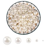 1000 Piezas Cuentas de Perlas de Color Marfil, 5 Tamaños Cuentas de Perlas Artificiales con Agujeros, Perla para Hacer Joyas, Manualidades, Decoración y Relleno de Jarrones (4mm,6mm,8mm,10mm,12mm)