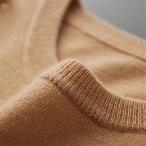 Men's Loose Round Neck Solid Color Cashmere Sweater Casual Warm Sweater3