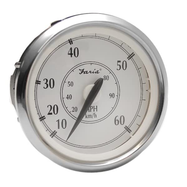 Faria Boat Speedometer SE9839B | Newport 60 MPH 3 1/4 Inch Silver White