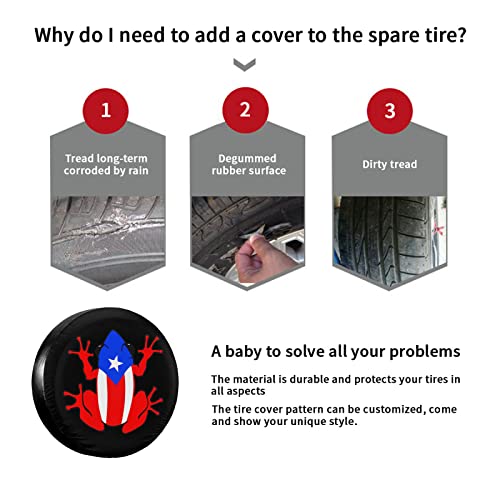Image of Coqui Puerto Rico Taino Spare Tire Cover,Universal Wheel Tire Cover for Trailer, RV, SUV, Truck,Camper and Many Vehicle,Weatherproof Tire Protectors（15 inch for Diameter 27 inch-29 inch）