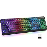 KLIM Chroma Wireless - Teclado inalámbrico Gaming - Nuevo 2023 - Teclado Gaming Ligero, Duradero, resiste al Agua, ergonómico, silencioso - Teclado Gamer PC PS4 PS5 Xbox One Mac - Negro