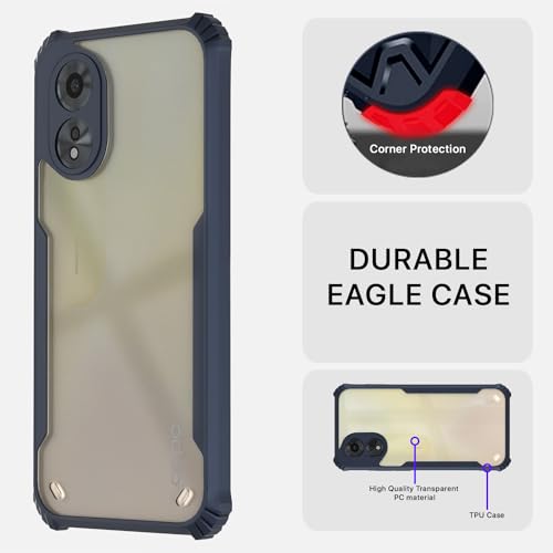 Image of Pikkme Oppo A38 4G / Oppo A18 4G Back Cover | Crystal Clear Transparent Back | Ultra Hyrbid | Full Camera Protection | Raised Edge | Bumper Back Case (Blue)
