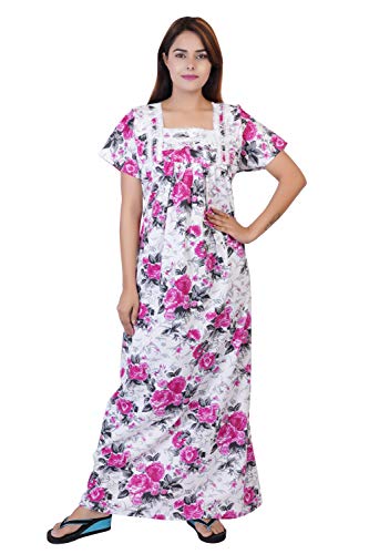 Image of Women's Cotton Block Print Knee Length Nighty
