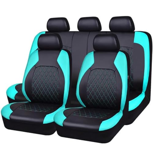 Funda Asiento Coche para Peugeot 607 2004-2006, Cuero Artificial Impermeable Protector Cubreasientos, Cómodo Interior Accesorios para Berlina SUV Camioneta, F/Black-Green