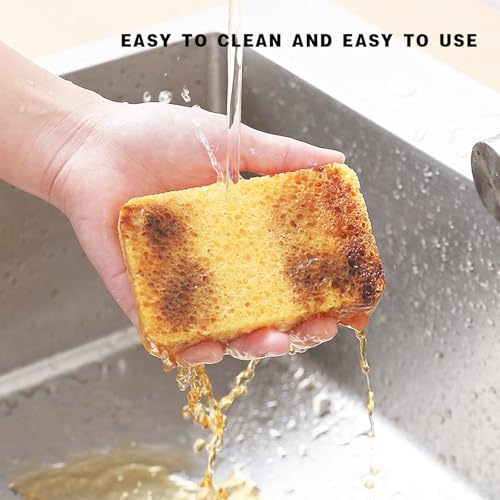 Image of Large Cellulose Sponges, Thick Heavy Duty Scrub Sponges, Kitchen Sponges for Dish, Non-Scratch Scrubber for Household, Cookware, Bathroom (5 Pack)