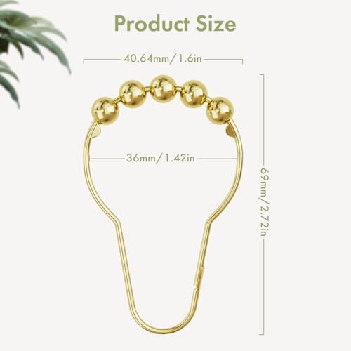 image for Gold Shower Curtain Hooks, Amazer Shower Curtain Rings Hooks, 12 Pcs S