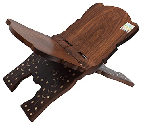 Wooden Hand Carved Holy Book Stand, for Quran, Book Stand for Bible, Book for Gita, Book Holder for Reading (Regular)