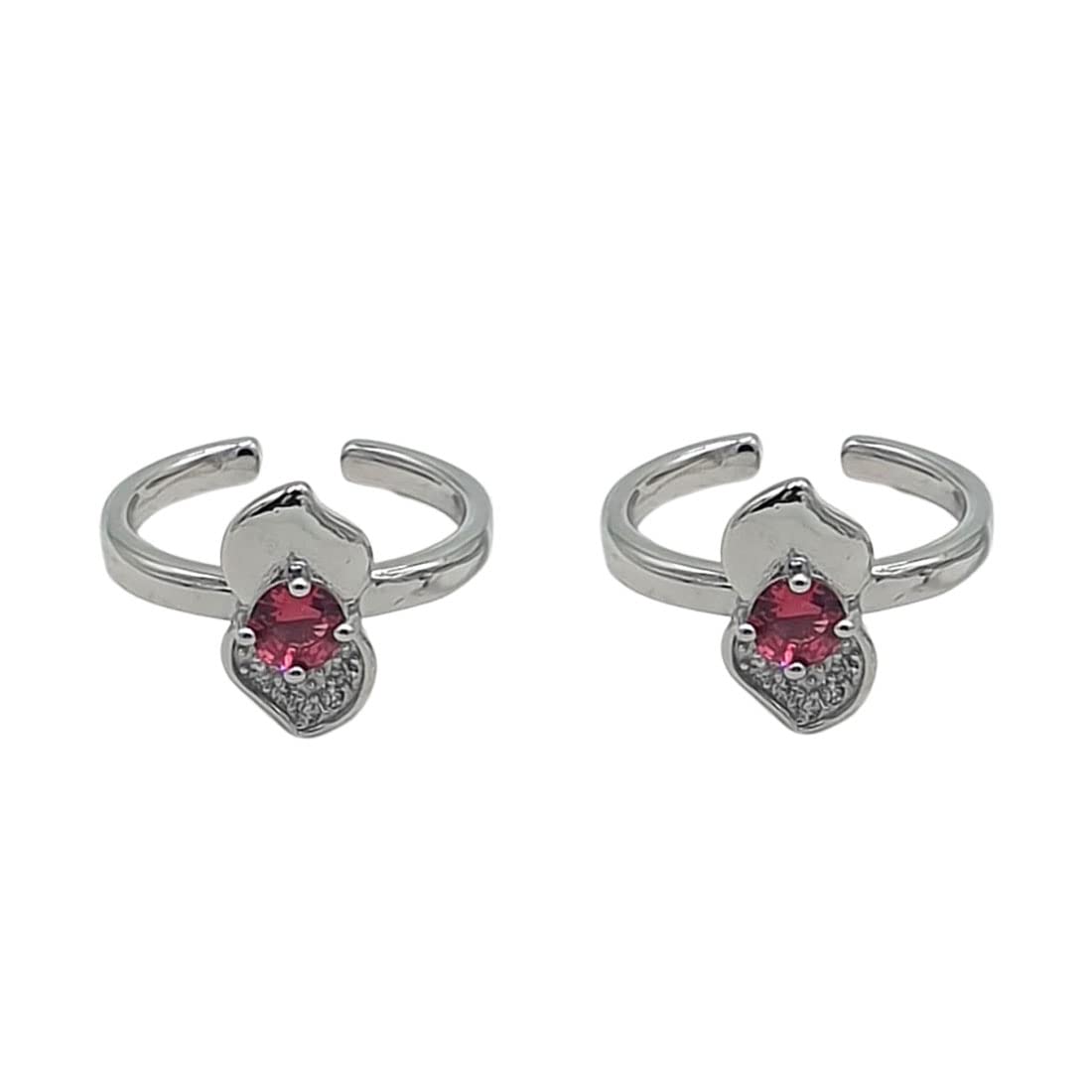 sahiba gems Attractive 925 Sterling Silver Fancy Flower Shape Toe Ring (Thai Trend) or Mid Finger Ring/Leg Ring for Women (Bichhiya)-picture-26