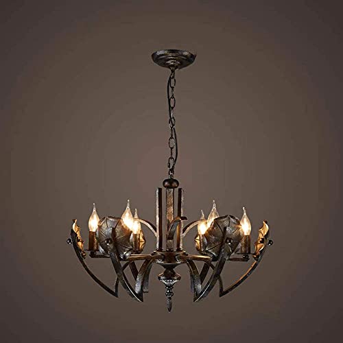 Candelabro de hierro retro de 6 luces E14 estilo industrial para salón