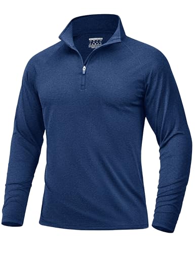 TACVASEN Herren 1/4 Zip UV-Schutz Langarmshirts Rashguard UPF 50+ Running Tops mit Stehkragen