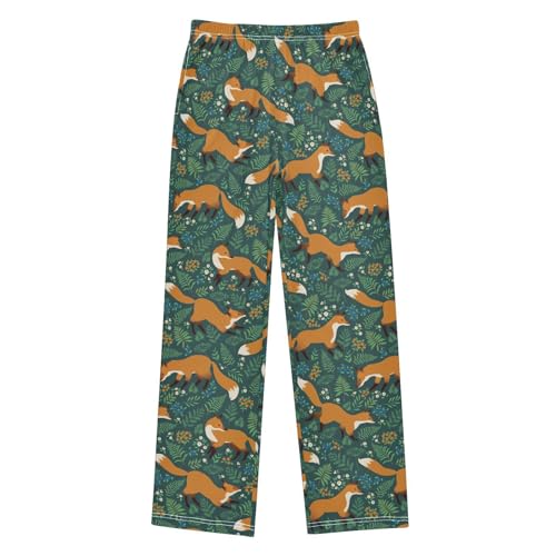 Boys' Pants Fox Forest Plant Long Bottoms Jogger Pants Elastic Waist Trousers with Pockets S-XL