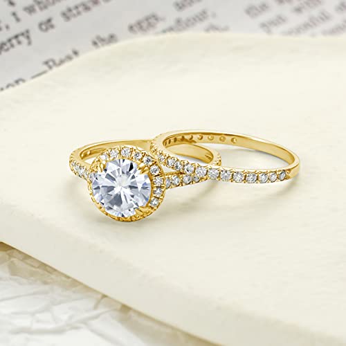 2.8 ct.tw. Round Cut Moissanite Bridal Sets Ring Wedding Engagement Ring Set for Women in 925 Sterling Silver/10k Gold/14k Gold/18k Gold, 2ct Center Moissanite Engagement Ring, Free Engraving Name Ring3