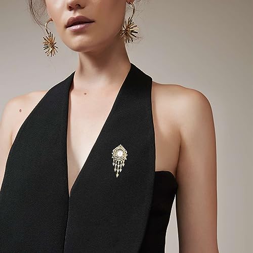 Image of Austrian Crystal Brooch Sparkling Rhinestone Brooch 18k Gold-Plated Birthstone Lapel Pin Jewelry Birthday Gifts for Women