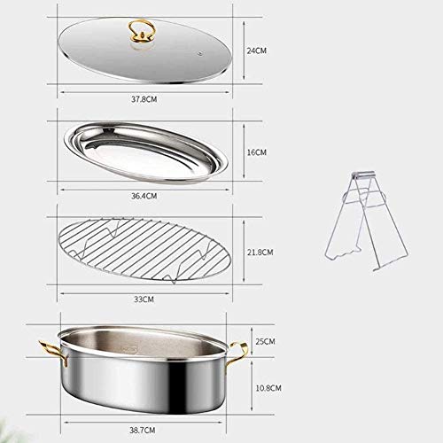 YZJSSL Fish Poacher Steamer, Stainless Steel Elliptical Shape Pot, Special for Induction Cooker, Give Away Anti-Scalding Clip, Steaming Tray Rack, Pot Steaming Tray - Image 3