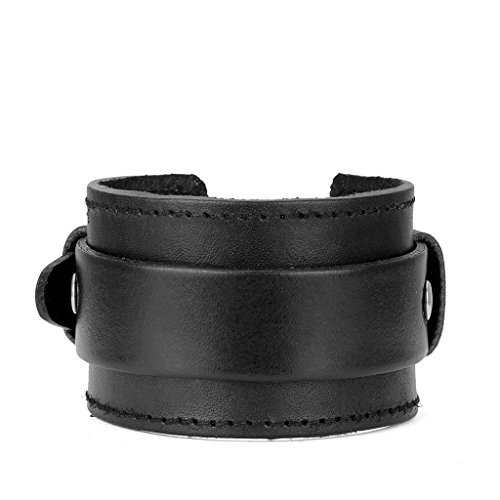 Leather Bracelet for Men Wrist Cuffs Leather Arm Bands Punk Leather Wristband Black Leather Cuff Bracelet for Women3