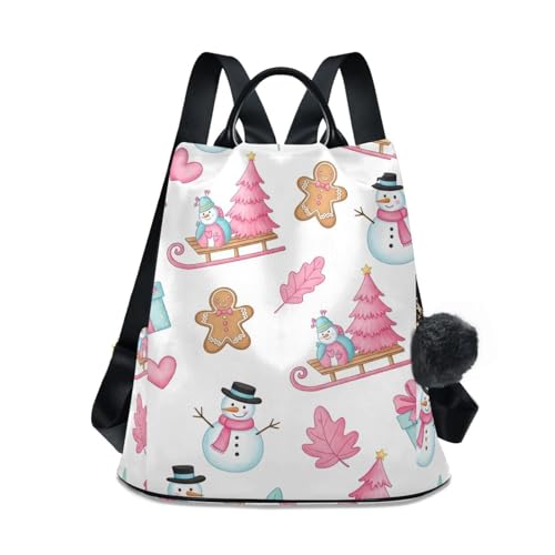 Sac à dos randonnée femme sac de voyage antivol sapins roses pompons