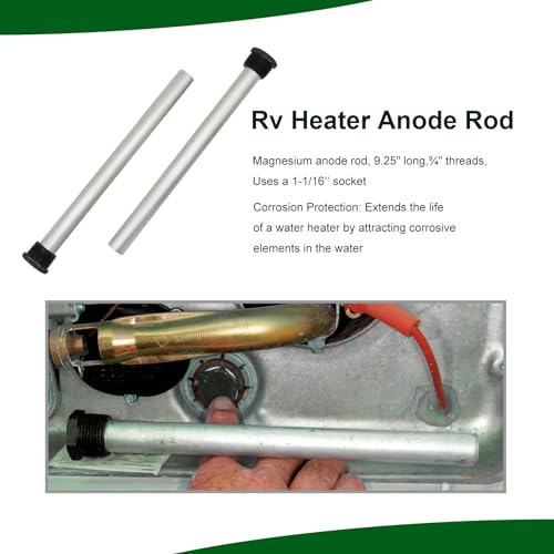 Image of Rv Water Heater Anode Rod 2 Pack Rv Hot Water Tank Aluminum Anode Rod for Suburban and Morflo - 9.25''Long & 3 /4'' Thread Lasting Tank Corrosion Protection, For RV Camper and Trailer Water Heaters