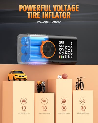 Tire Inflator Portable Air Compressor, 150 PSI Air Pump for Car Tires with Digital Pressure Gauge, LED Light and Auto Shut-Off Function, Cordless Air Compressor for Car, Motorcycle, Bicycle, Ball - Image 5