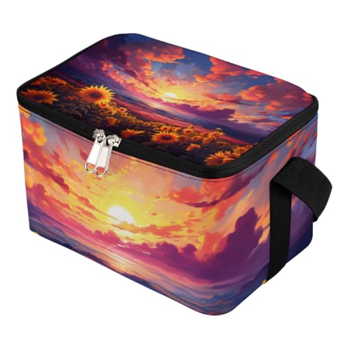 GzLeyigou Lunch Bags for Women Men 9 Cans,Sun Flowers Hot & Cold Food Delivery Bag Insulated Grocery Bag Insulated Lunch Box Field Cooler Bag for Office Work Picnic Beach