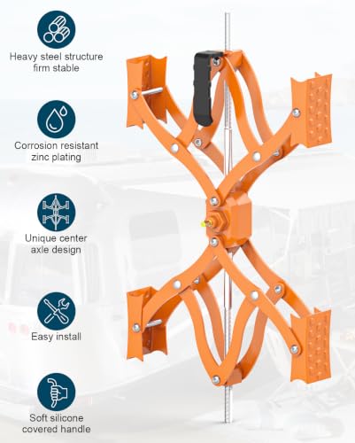Image of RV Wheel Chocks Stabilizers for Campers Travel Trailers, Drill Adjust 2PCS (Orange)