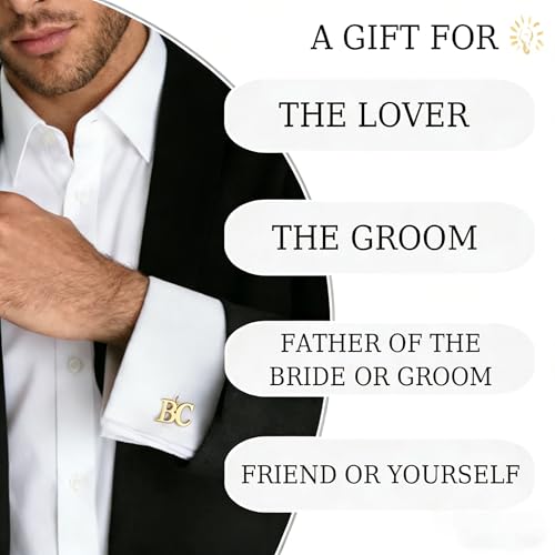 Mancuernillas personalizadas doradas con inicial para hombre miniatura 6