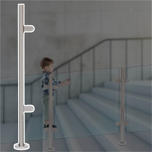 Glasgeländerpfosten Treppengeländersystem Aus Glas, 60 70 80 90 100 110 120 Cm Höhe, Deckglasgeländersäule Bahnsteigkorridore, Gartenzaun-Balustradenpfosten(B-EDGE,Height 90cm)