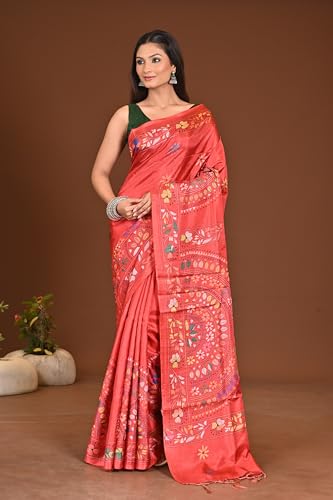 KALAM KANTHA STORY TOLD IN STITCHES kantha stitch silk saree – image 2
