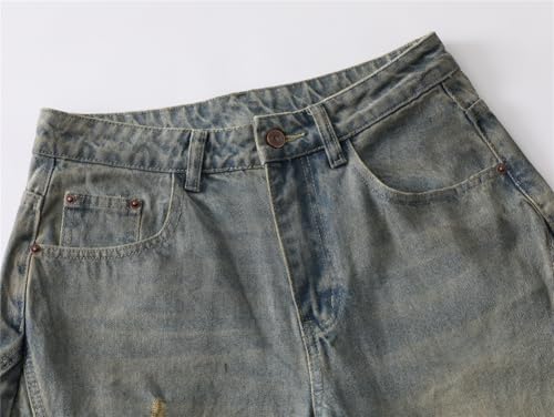 Hip Hop Streetwear Jeans Men Vintage Distressed Denim Pants Baggy Jeans Male Fashion Print Design4