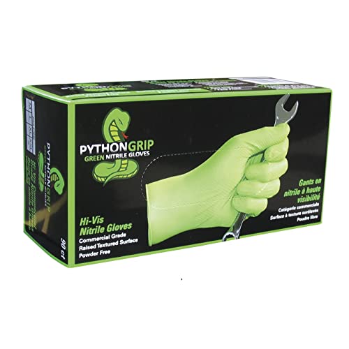 EPPCO Python Grip 6-Mil Nitrile Gloves Disposable Powder Free, Latex Free, Textured Superior Grip Glove for Mechanics, Auto-motive, Industrial Work, Lime Green, X-Large, Case of 900