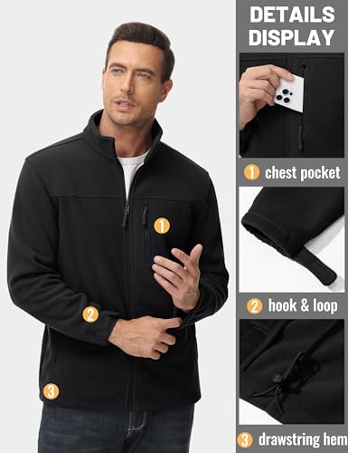 TACVASEN Men's Polar Fleece Jacket Full Zip Lightweight Tactical Jacket with Pockets Winter Coats Warm Casual Hiking Outdoor4