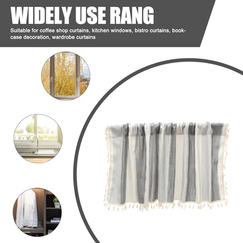 Cortina para ventana pequeña que deja pasar la luz: visillo de lino gris para cocina y baño 3