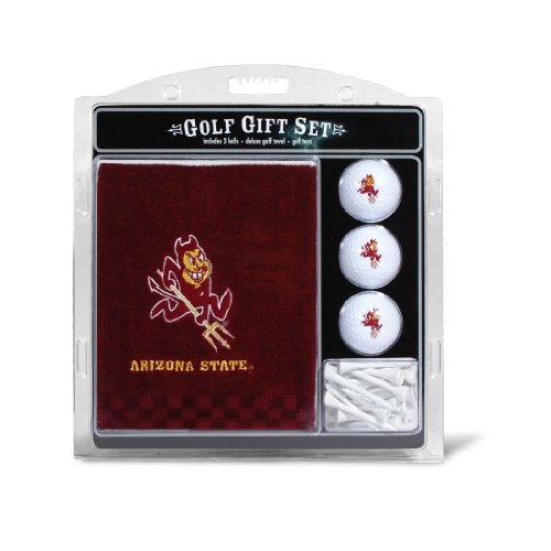 This Team Golf Set includes the following: (1) 16" x 22" 100% cotton tri-folded embroidered towel with scrubber pattern, swivel clip for easy bag attachment and school logo embroidery; (2) 3 regulation golf balls with full color team logo durable imprint; and (3) multi-colored tees. All Team Golf product is officially licensed by the NFL, NCAA, MLB, NHL, or Military.
