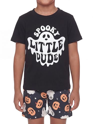 Image of Boys 2pc Shorts Set Outfit Short Sleeve Shirt with Classic Applique Print and Shorts